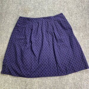 Loft Skirt Womens 14 Navy‎ Eyelet Lace Overlay Boho Peasant Full Cotton Lined